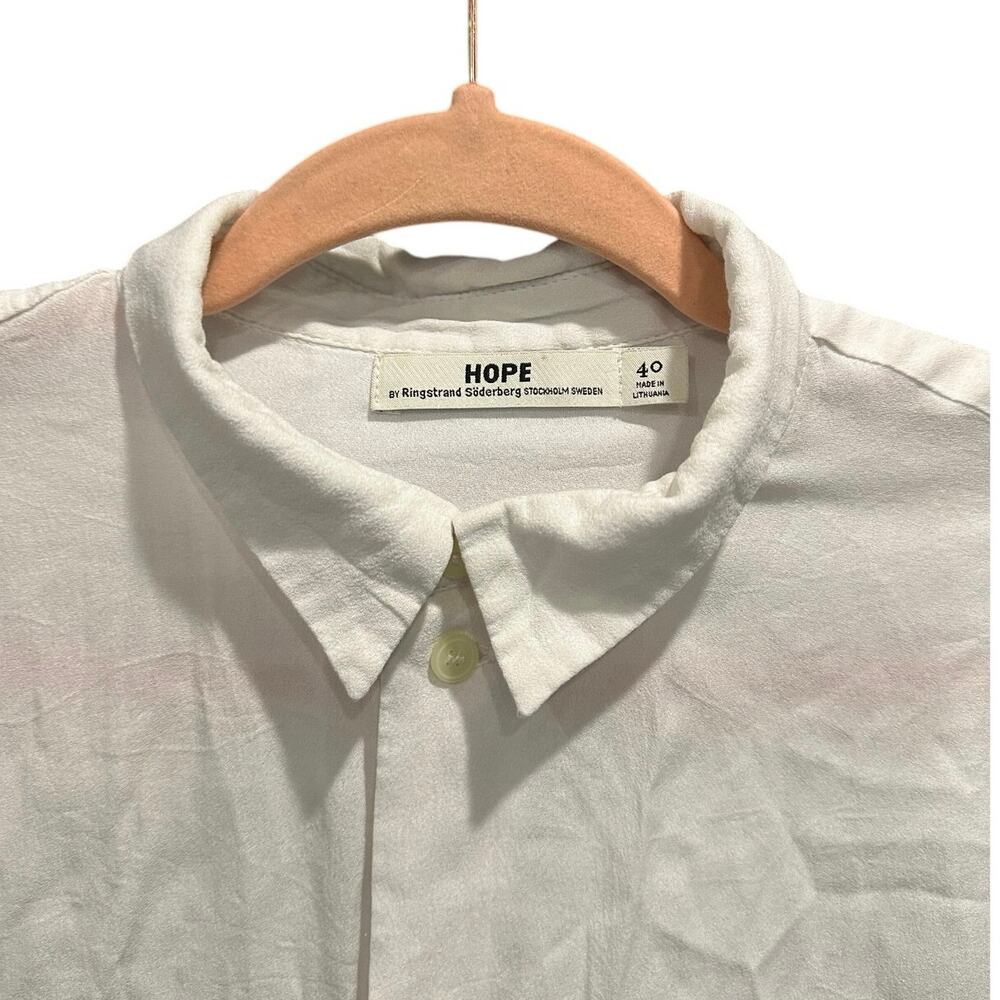 HOPE  STHLM White Gauzy Classic Coastal Basic Button Down Shirt Small - Picture 4 of 10